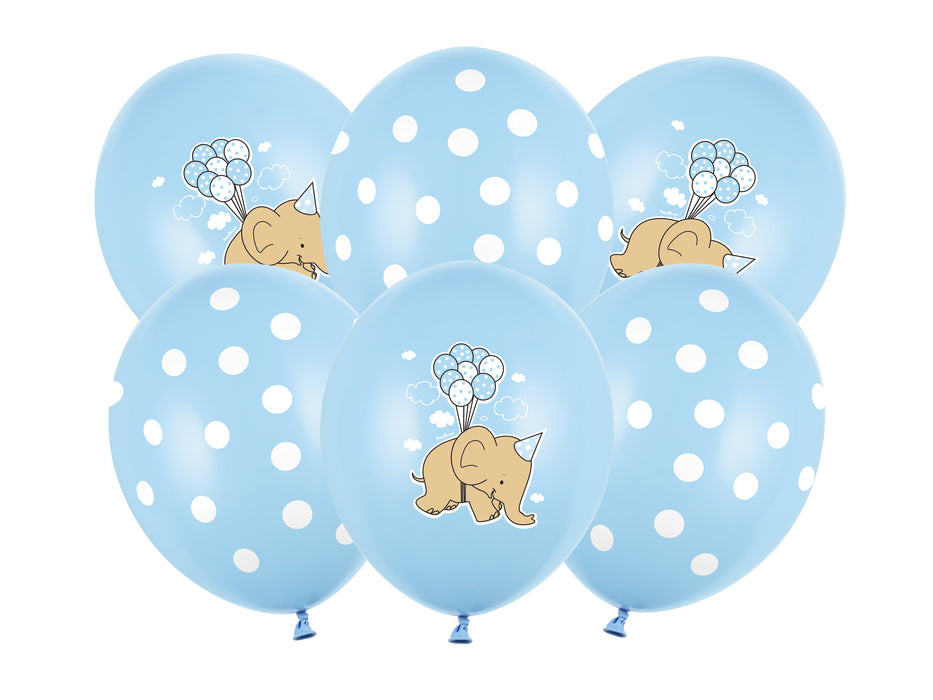 Luftballon Ø30cm "Elefant" | 6 Stück Blau Babyparty Dekoration für Jungs