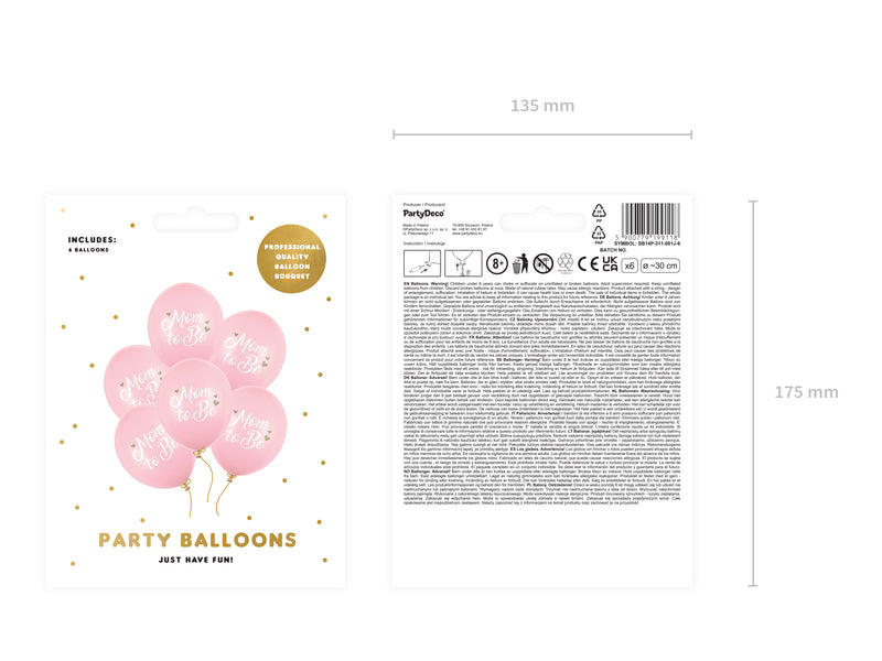 Luftballon Ø30cm "Mom to Be" | 6 Stk. - Pastel Pink