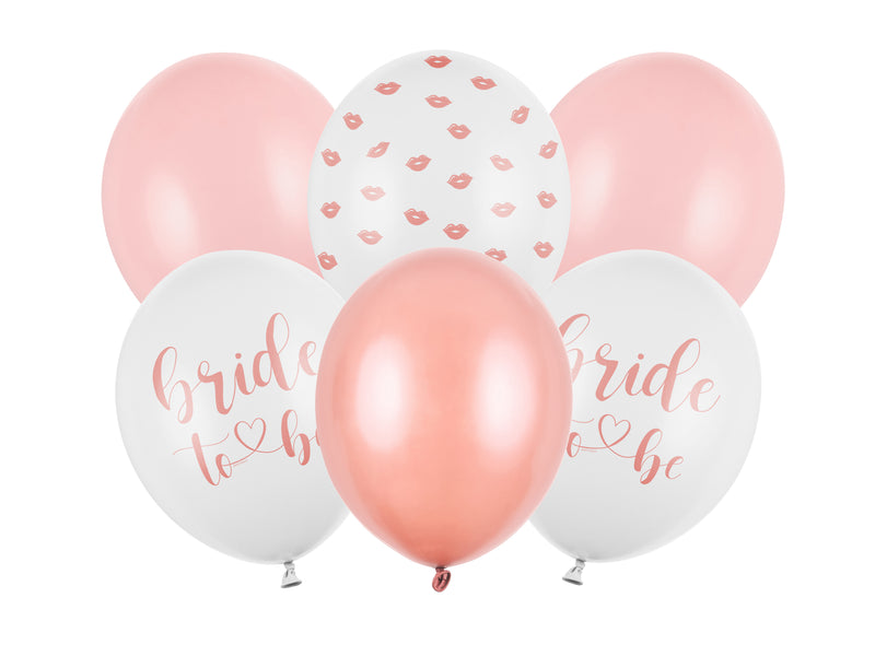 Luftballon Ø30cm "Bride to Be" | 6 Stk. - Weiß/Rosa