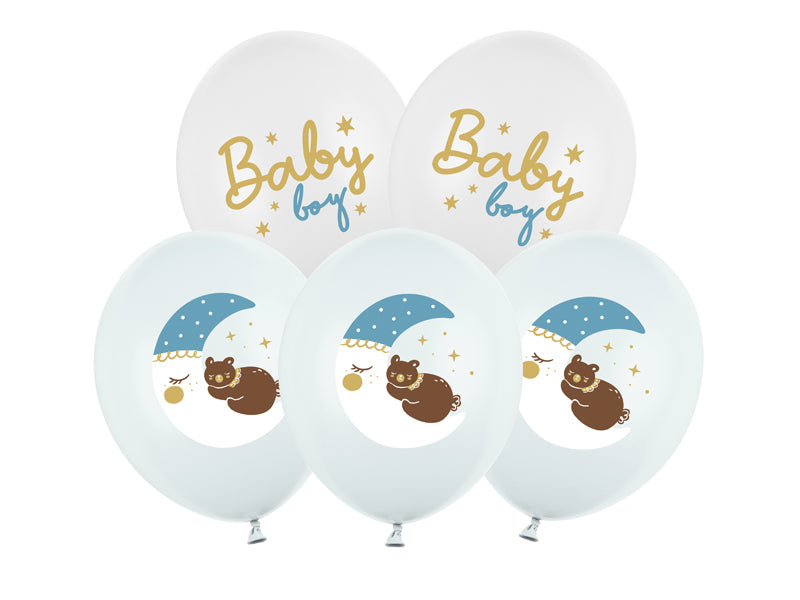Luftballon Ø30cm "Baby Boy" | 6 Stück - Hellblau Babyparty Dekoration für Jungs
