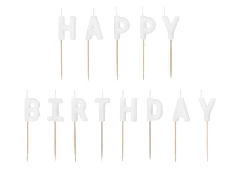 Geburtstagskerzen "Happy Birthday" 2,5 cm | Weiß