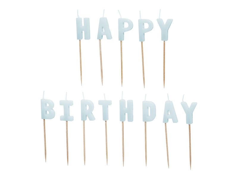 Geburtstagskerzen "Happy Birthday" 2,5 cm | Hellblau