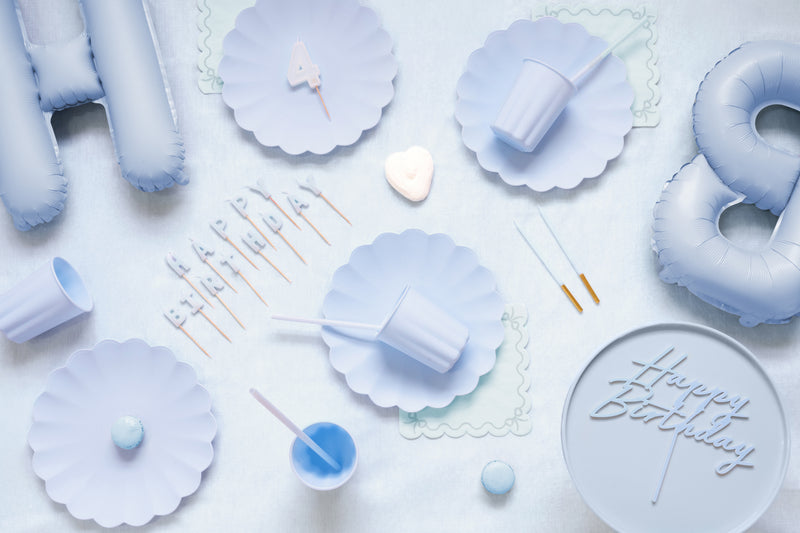 Geburtstagskerzen "Happy Birthday" 2,5 cm | Hellblau