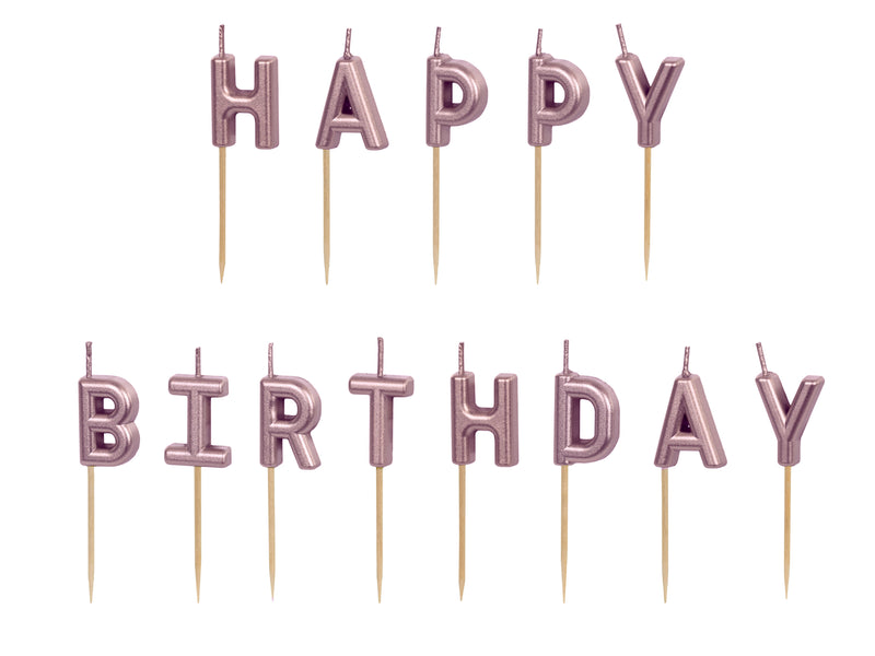 Geburtstagskerzen "Happy Birthday"  2,5 cm | Roségold