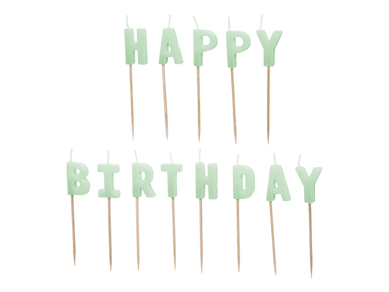 Geburtstagskerzen "Happy Birthday" 2,5 cm | Hellgrün