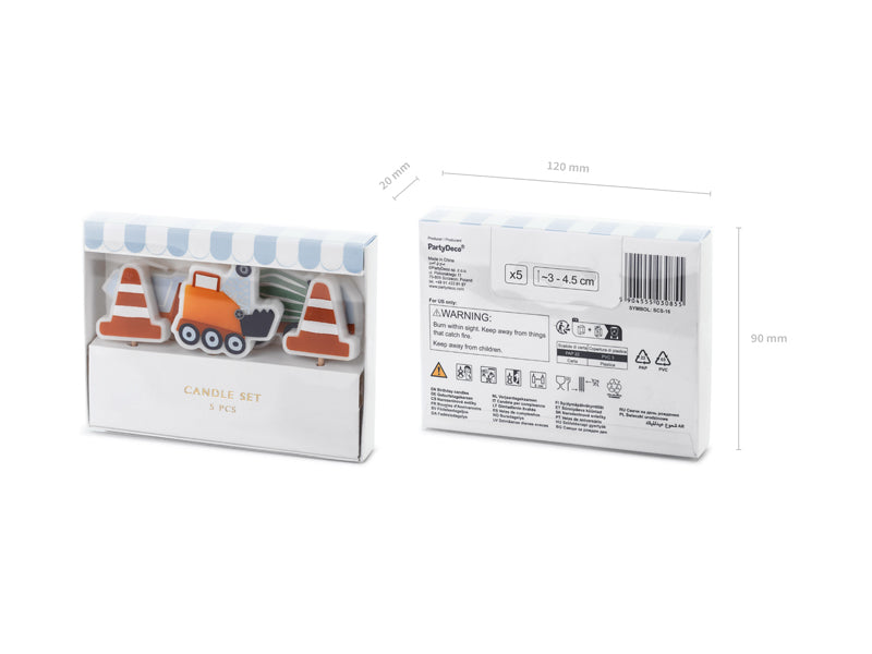 Geburtstagskerzen Straßenarbeiten | 3-4.5 cm - 5 Stk.