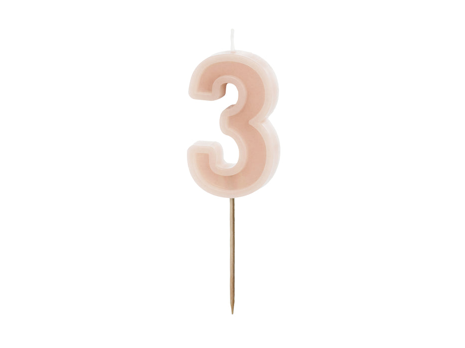 Kerzenzahl #3 | 6 cm Puderrosa