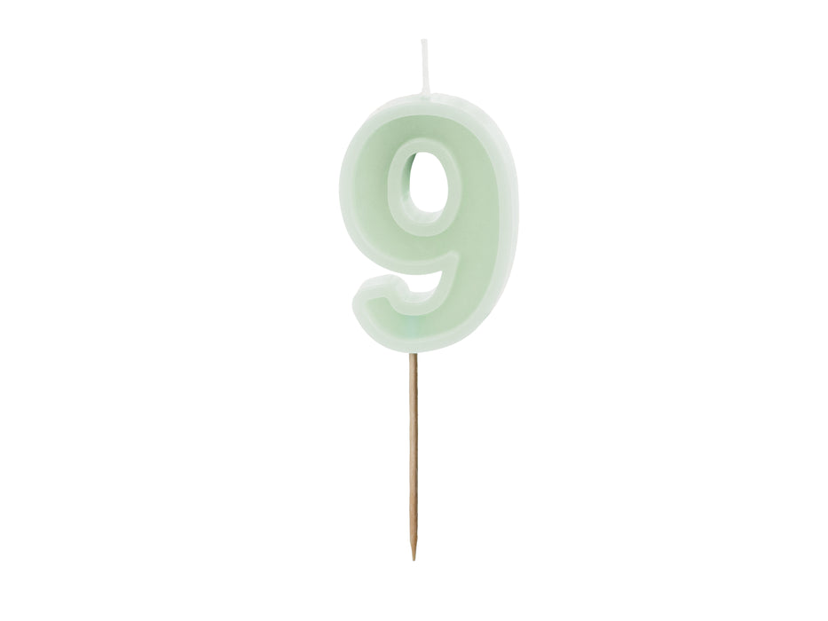 Kerzenzahl #9 | 6 cm Grün
