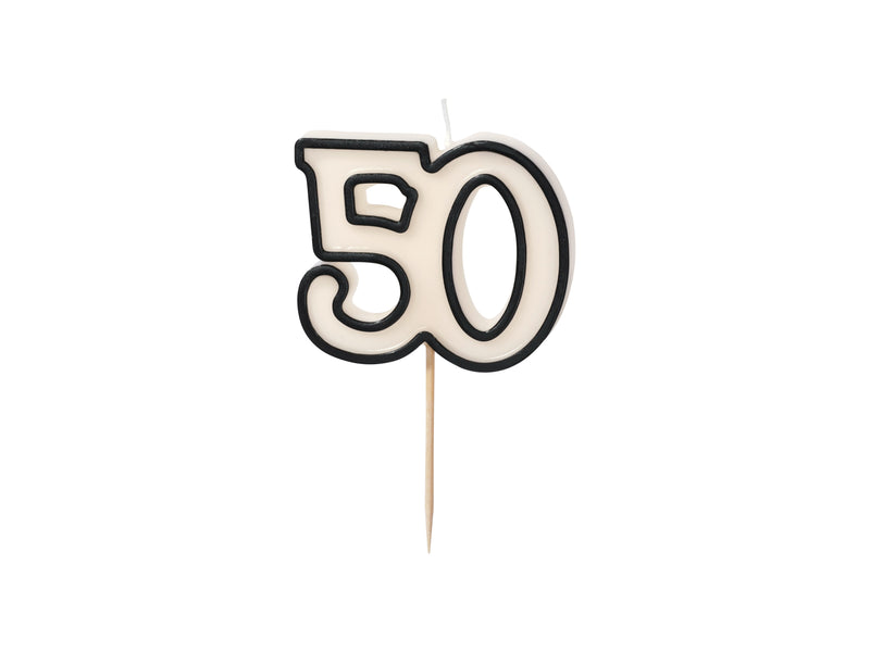 Kerzenzahl #50 | 5,5 cm Schwarz/Weiß