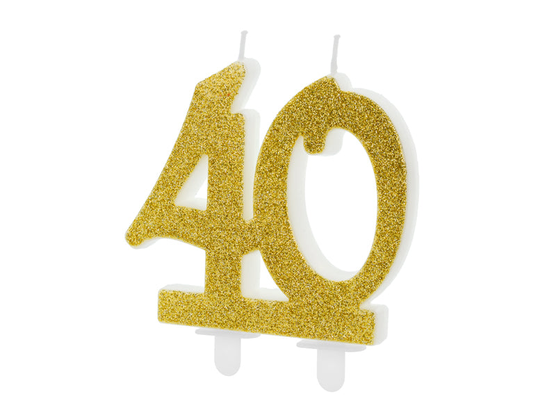 Geburtstagskerze Glitter Gold - 10 cm | Ziffer ''40''