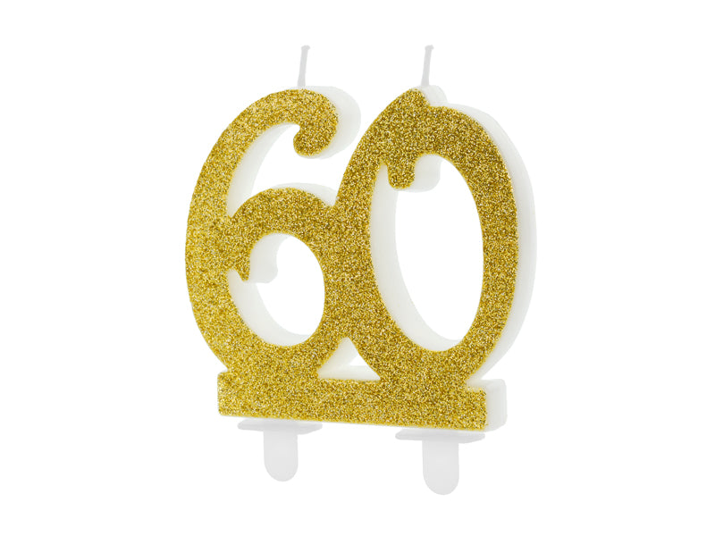 Geburtstagskerze Glitter Gold - 10 cm | Ziffer ''60''