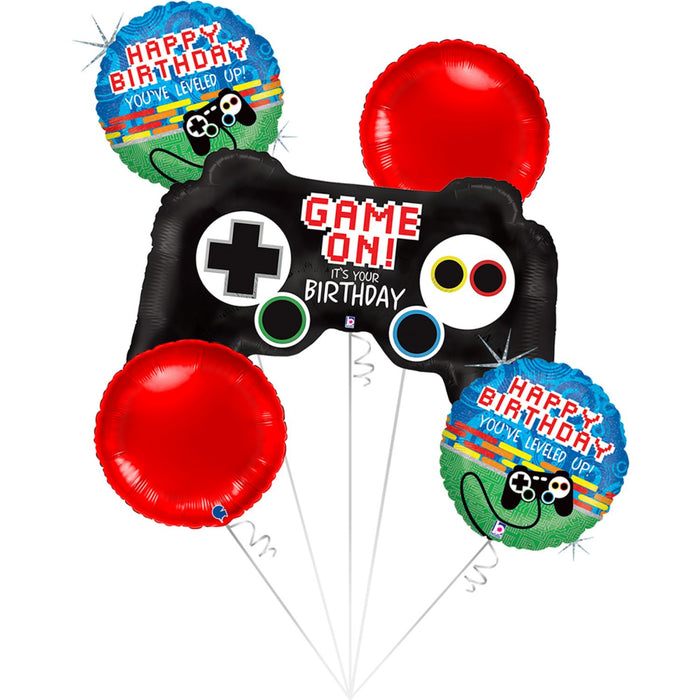 SET Shape Folienballon Game Controller "Happy Birthday" | 1 Shape, 4 Rundballons