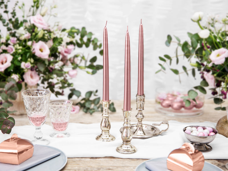 Spitzkerzen 24cm 10Stk. | Roségold Metallic