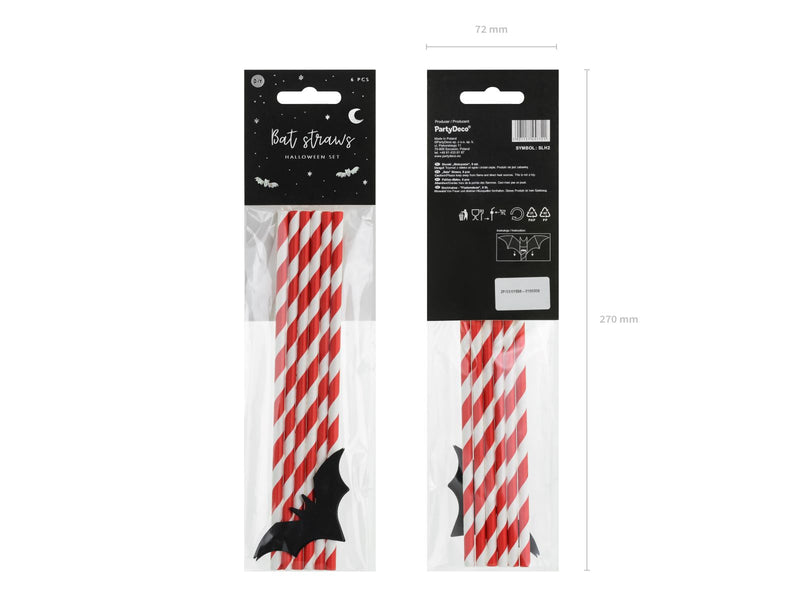 Papierstrohhalme Halloween "Fledermäuse" | 19,5 cm