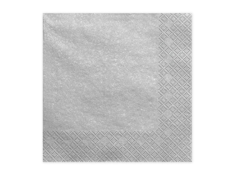 Servietten Uni 20Stk./33x33cm | Silber-Metallic