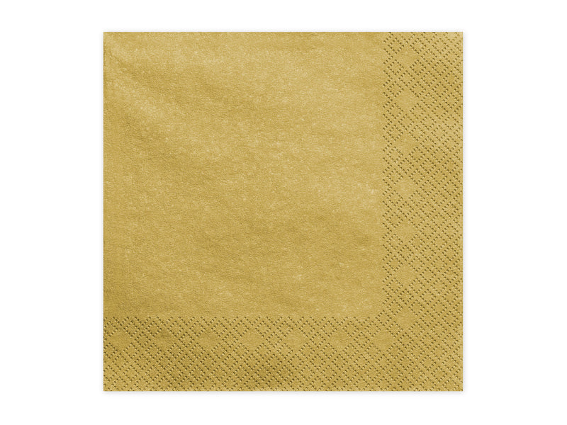 Servietten Uni 20Stk./33x33cm | Gold Metallic