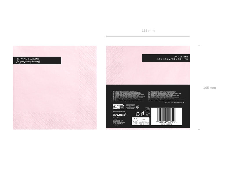 Servietten Uni 20Stk./33x33cm | Hellrosa