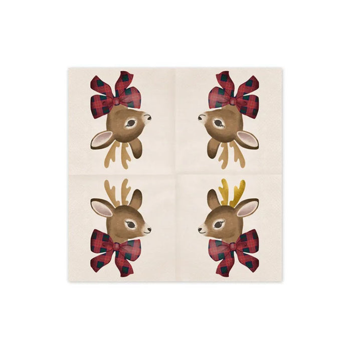 Servietten Hirsch mit Schleife | 33x33 cm/12 St.