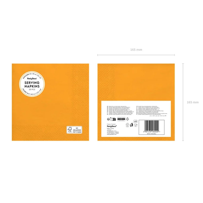 Servietten Uni 20Stk./33x33cm | Orange