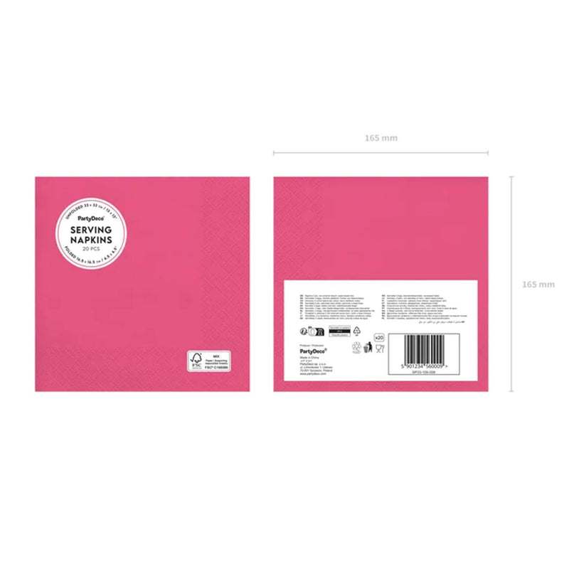 Servietten Uni 20Stk./33x33cm | Pink