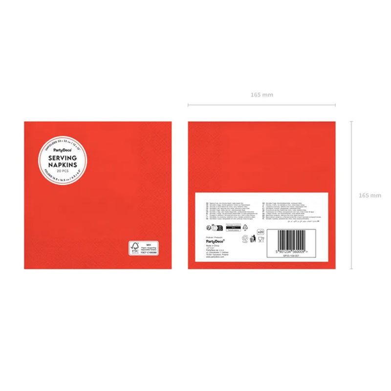 Servietten Uni 20Stk./33x33cm | Rot