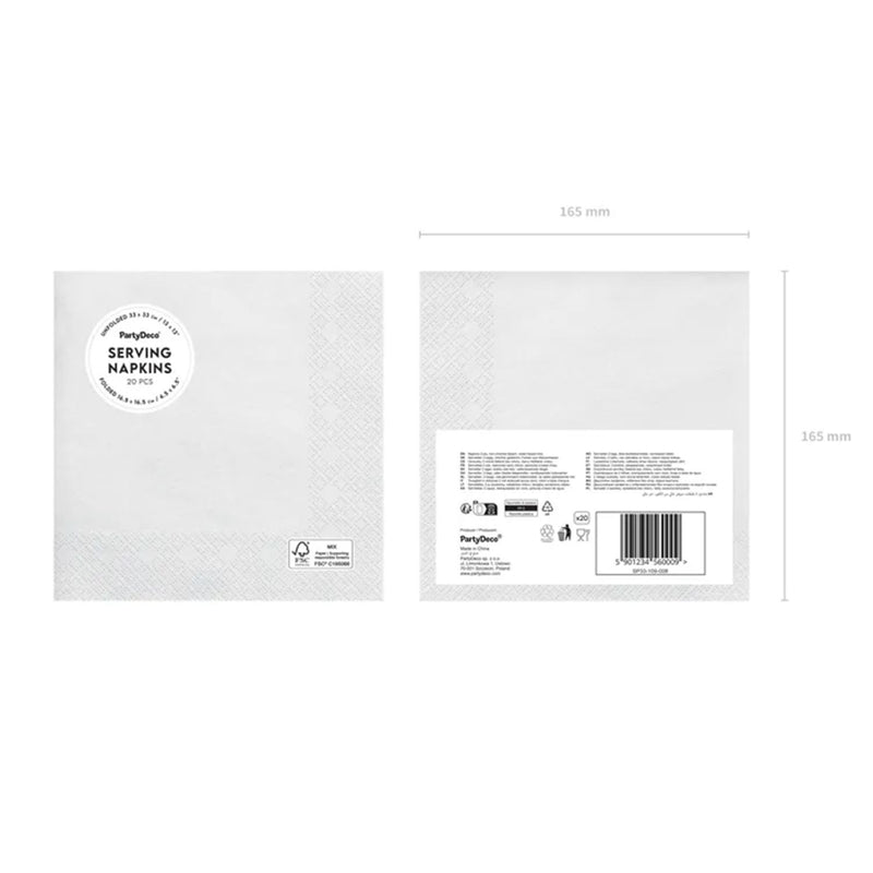 Servietten Uni 20Stk./33x33cm | Weiß