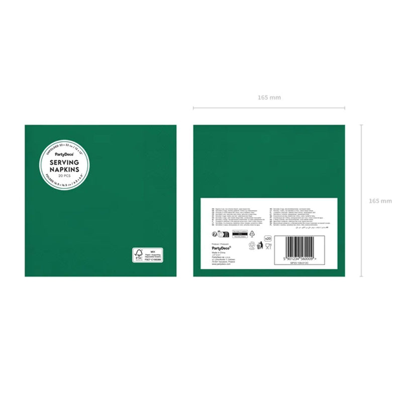 Servietten Uni 20Stk./33x33cm | Grün