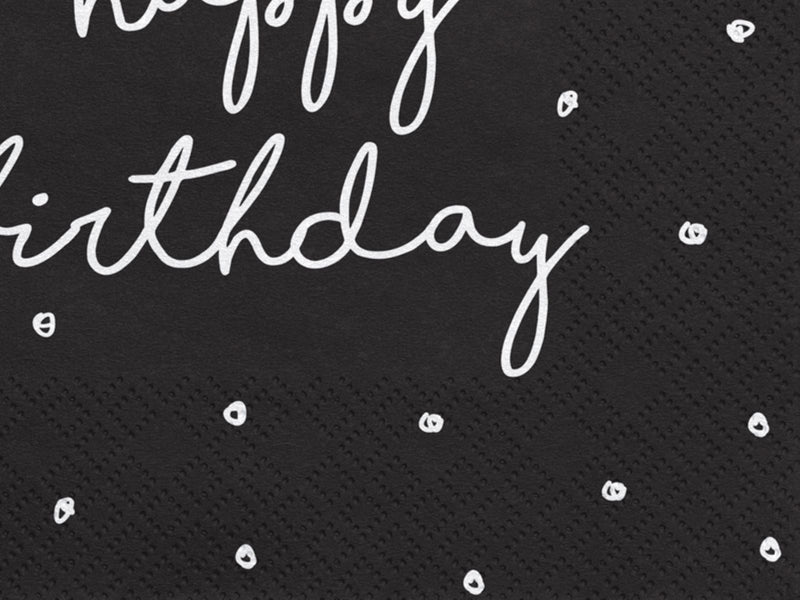 Servietten "Happy Birthday" 20Stk./33x33cm | Schwarz