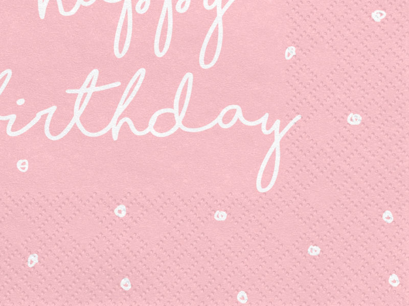 Servietten "Happy Birthday" 20Stk./33x33cm | Rosa