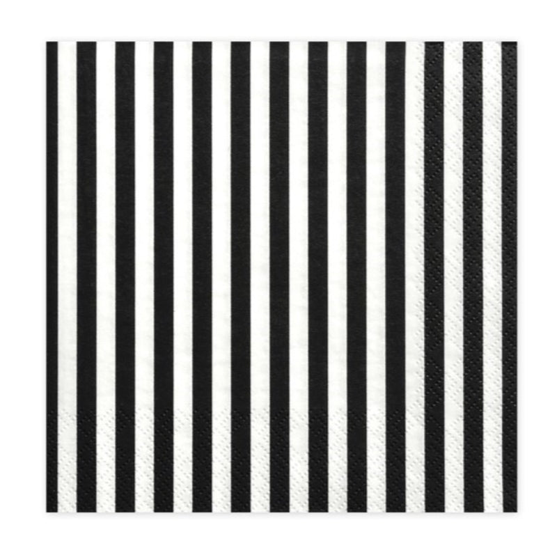 Servietten "Stripe" 20Stk./33x33cm | Schwarz/Weiß