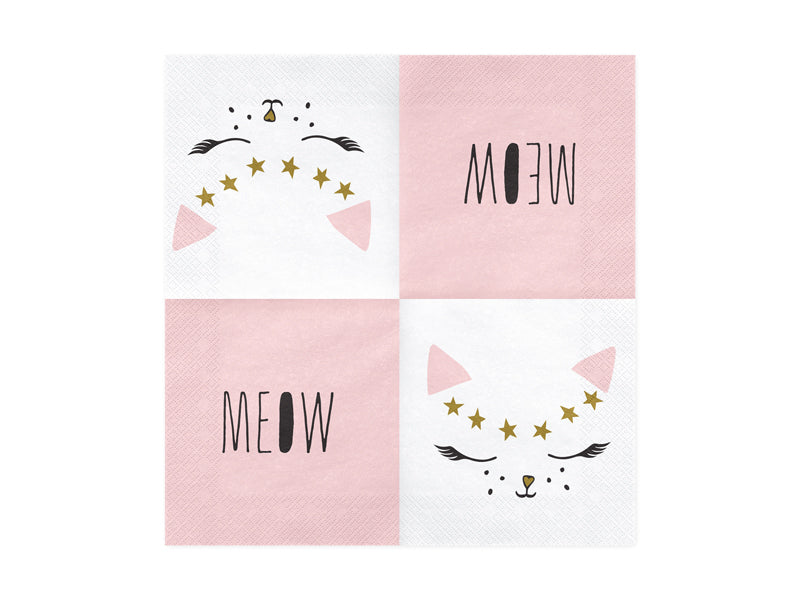 Servietten Katzen 20Stk./33x33cm | Weiß