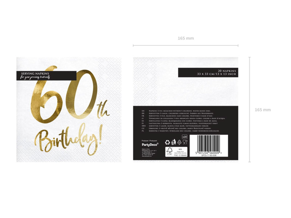 Servietten "Birthday Gold" 20Stk./33x33cm | #60