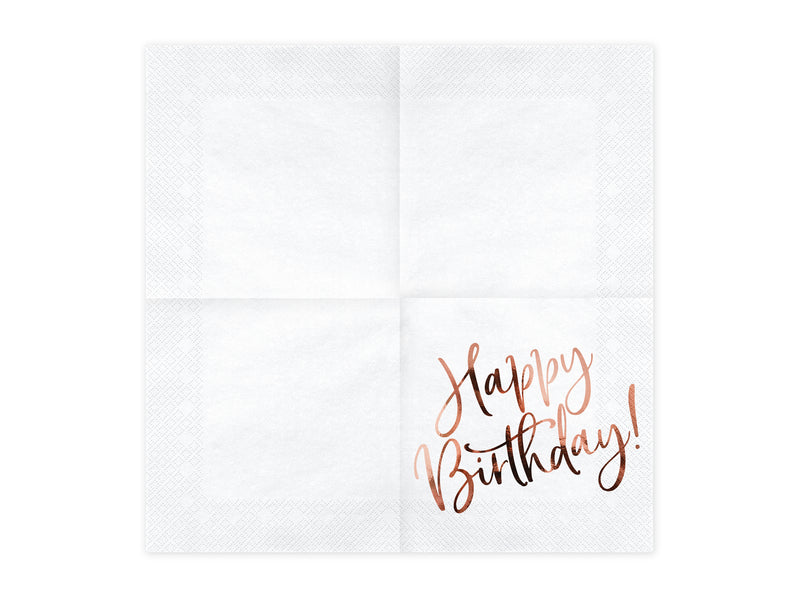 Servietten "Happy Birthday Roségold" 20Stk./33x33cm