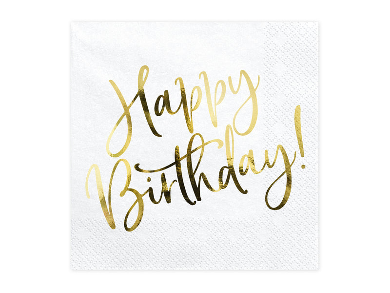 Servietten "Happy Birthday Gold" 20Stk./33x33cm