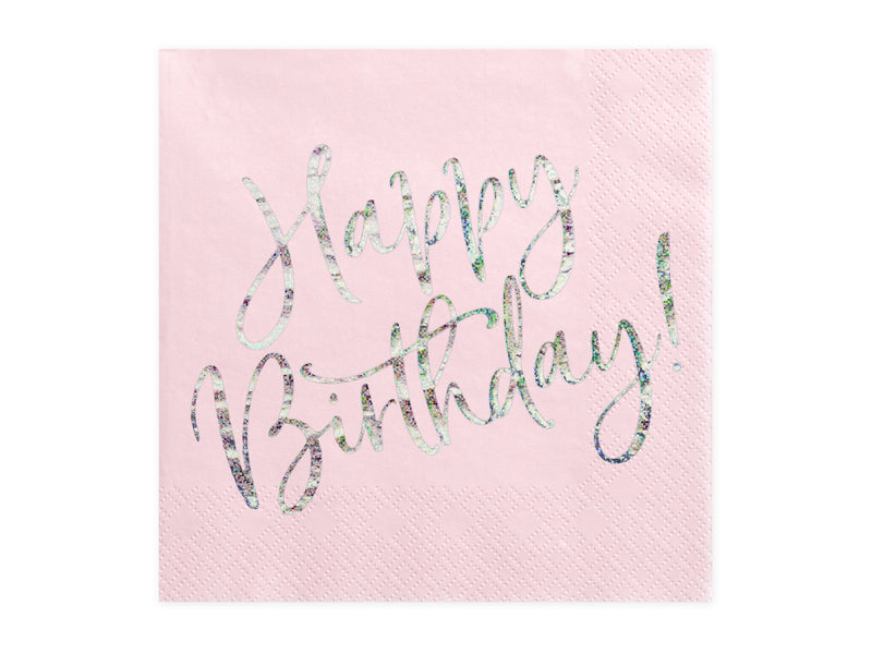 Servietten "Happy Birthday" 20Stk./33x33cm | Rosa