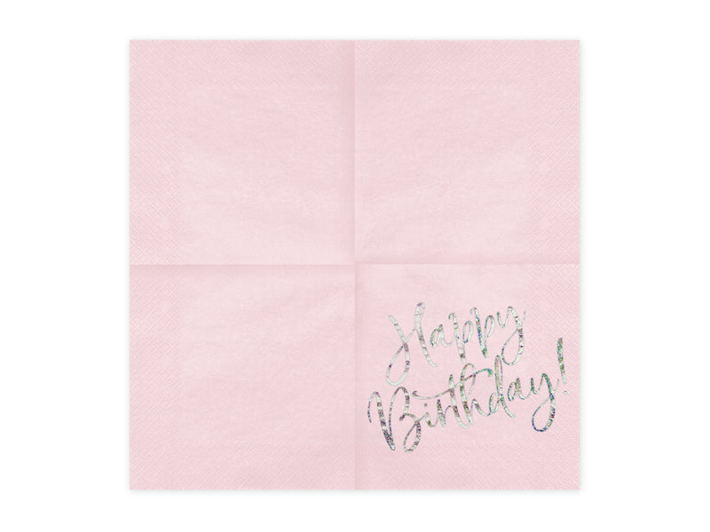 Servietten "Happy Birthday" 20Stk./33x33cm | Rosa