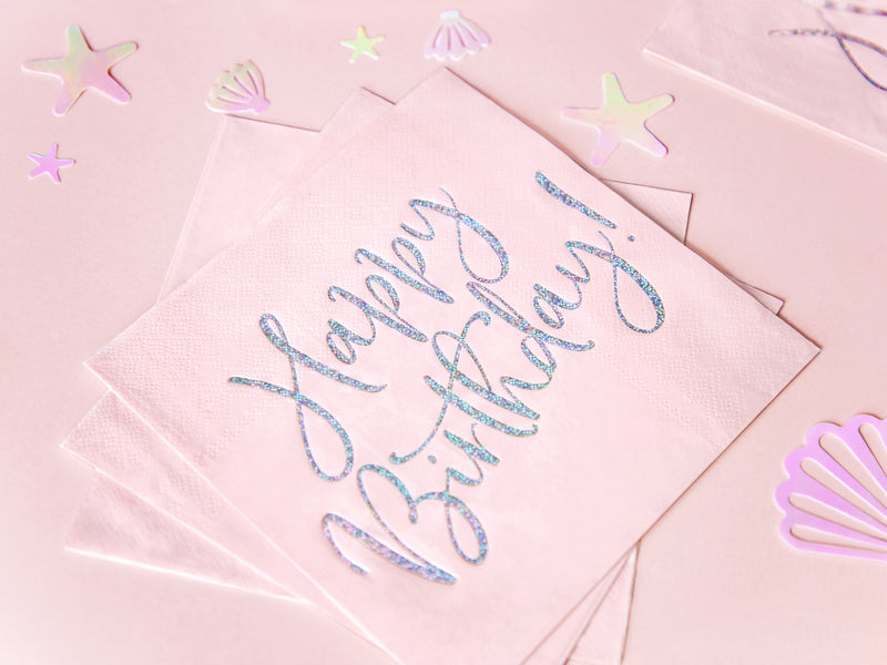 Servietten "Happy Birthday" 20Stk./33x33cm | Rosa