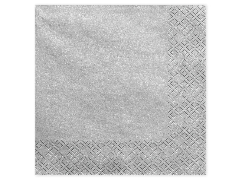 Servietten Uni 20Stk./40x40cm | Silber-Metallic