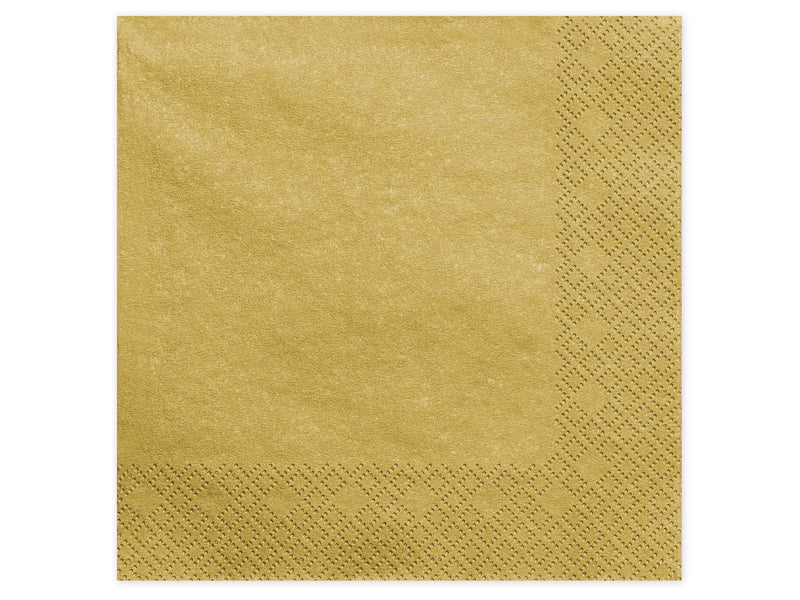 Servietten Uni 20Stk./40x40cm | Gold-Metallic