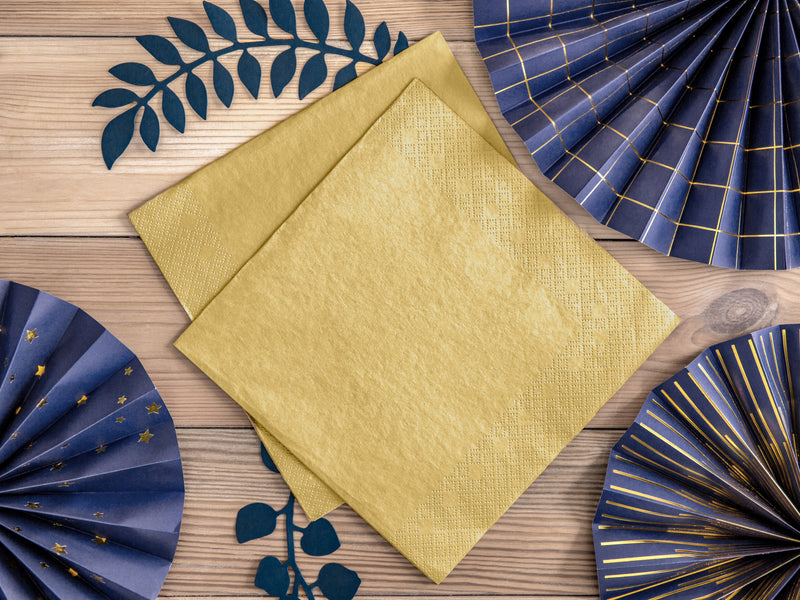 Servietten Uni 20Stk./40x40cm | Gold-Metallic