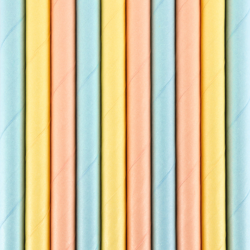 Strohhalm Papier 10Stk./195mm Pastel Bunt