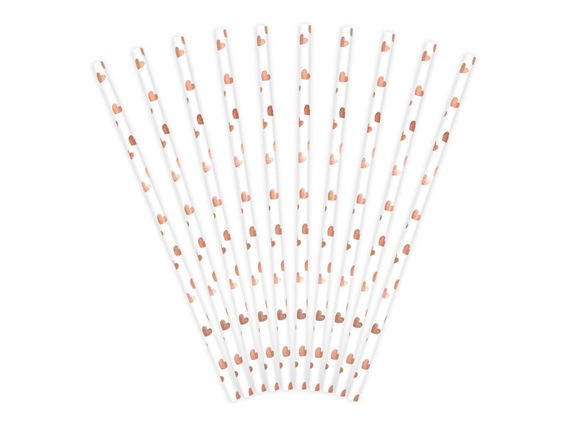 Strohhalm Papier Stripes 10Stk./195mm Rosegold