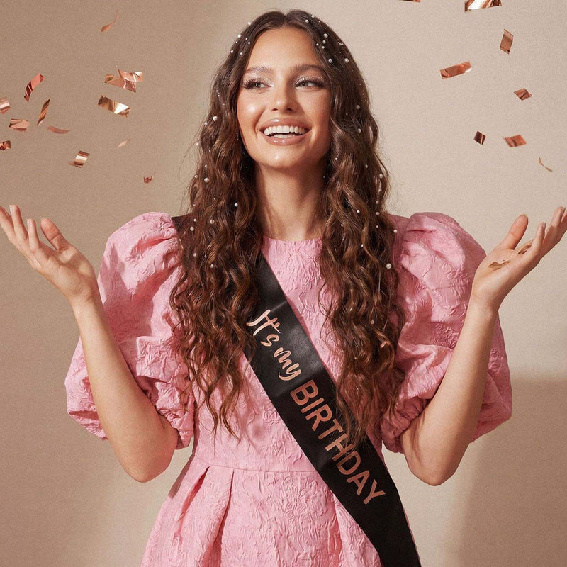 It´s my birthday Schärpe | Schwarz Roségold