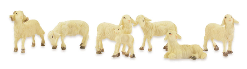 Schafe für Weihnachtskrippe - 6-tlg. Tierset Größe 2,5-4,0 cm | 78036