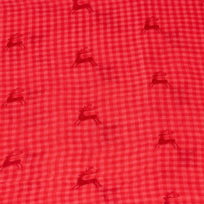 Trachten Halstuch Schal Kariert mit Hirschmotiv 185 x 70 cm | Rot