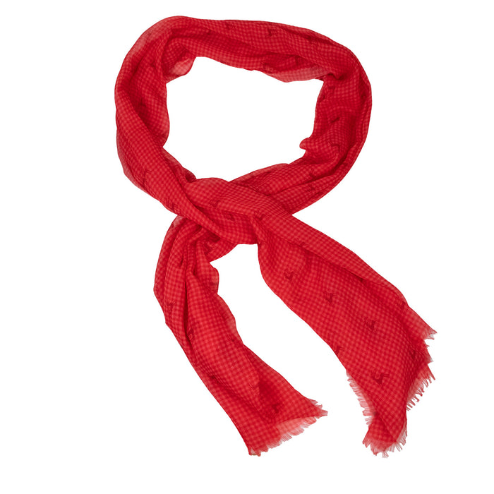 Trachten Halstuch Schal Kariert mit Hirschmotiv 185 x 70 cm | Rot