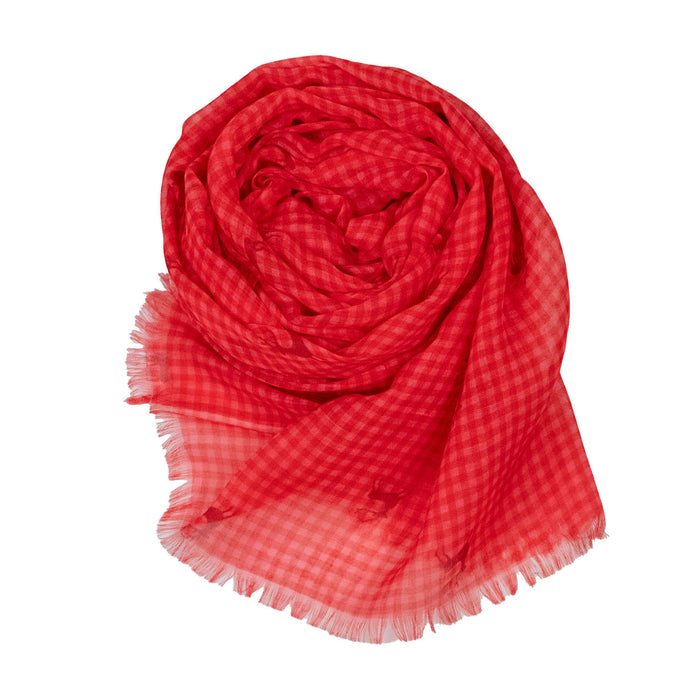Trachten Halstuch Schal Kariert mit Hirschmotiv 185 x 70 cm | Rot