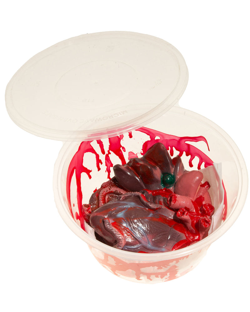 "Blutiges Gedärm in Schale mit Deckel" 18 x 8,5 cm Latex | Rot Halloween Dekoration