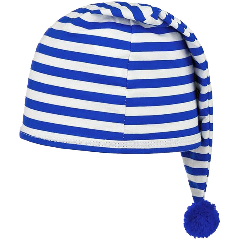 Kinder Schlafmütze mit Bommel - Baumwolle | Blau Weiß