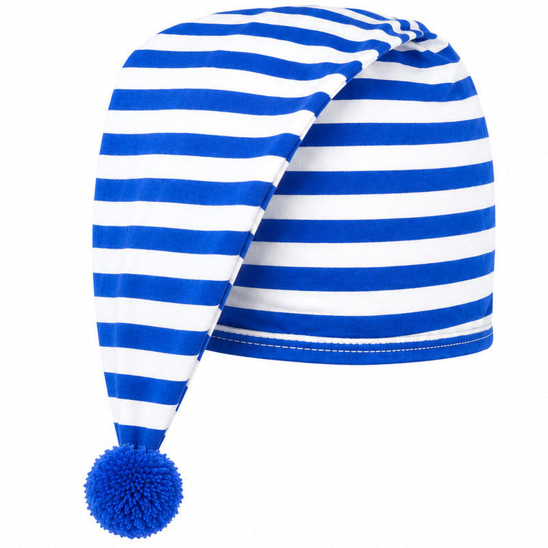 Kinder Schlafmütze mit Bommel - Baumwolle | Blau Weiß
